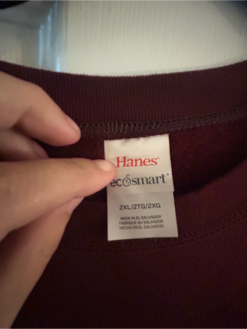 Hanes Maroon Crewneck Sweatshirt with White Slogan - Picture 2 of 2